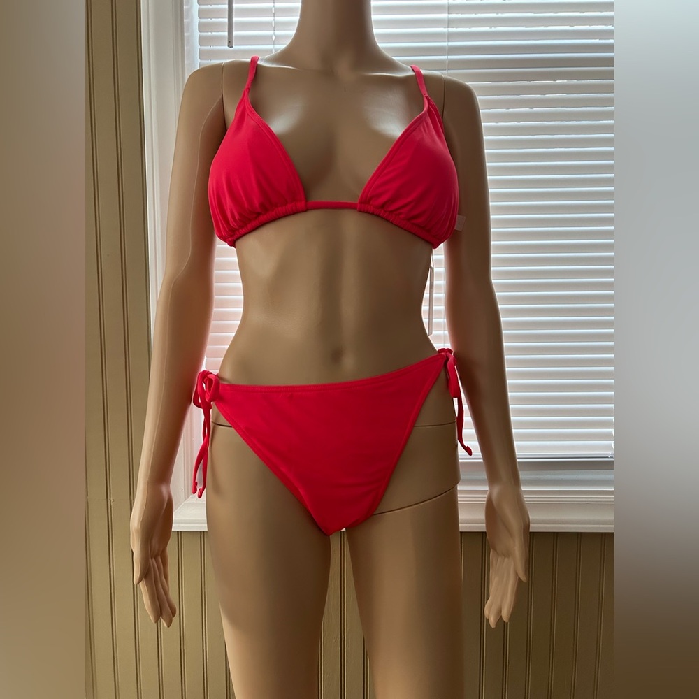 Holipick Vibrant Red/Orange 2-Piece Tie-Up Bikini Set ~ Size Large